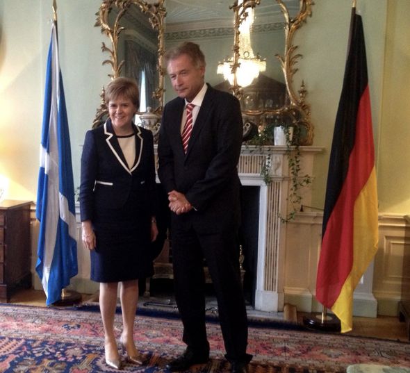 Ms Sturgeon had no problem flying the German flag during Ambassador's visit